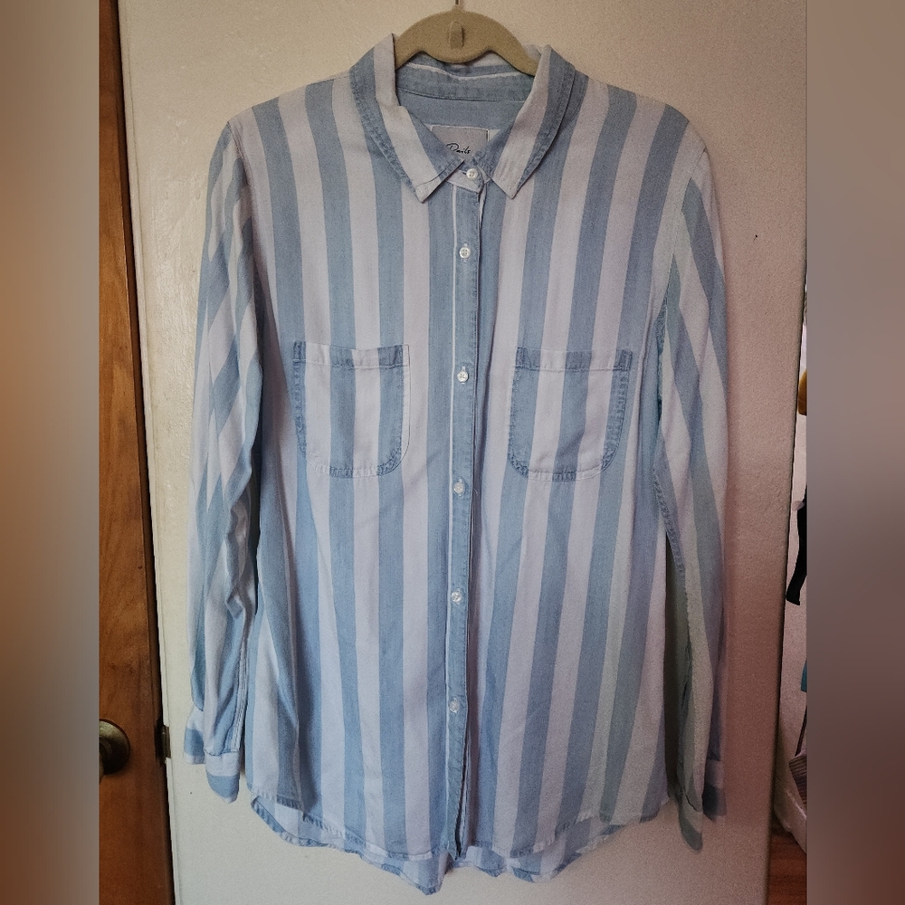 Rails Stripe Chambray Button Down Size Large
